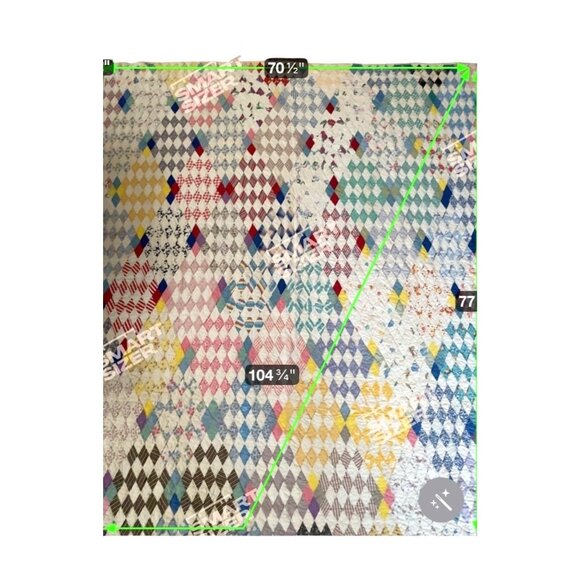 Hand Stitched Vintage Diamond Patchwork Quilt Blanket Pastels Floral 84" X 72" - Picture 4 of 11